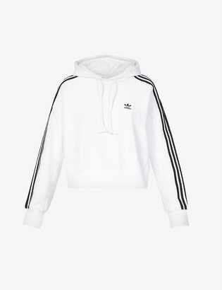 adidas Logo-embroidered cropped cotton-jersey hoody