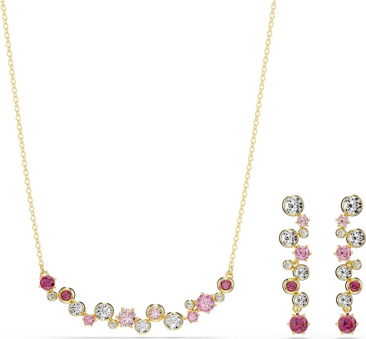 Swarovski Constella set, Mixed cuts, Multicolored, Gold-tone plated