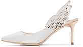 Thumbnail for your product : Sophia Webster White Angelo Mid Slingback Heels