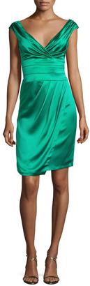 Kay Unger New York Ruched Satin Cocktail Dress, Jade