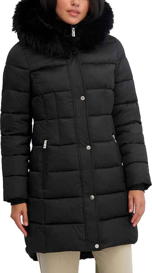 Tahari Dana Quilted Hooded Coat