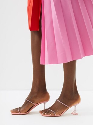Amina Muaddi Gilda 70 Crystal-embellished Pvc Sandals - Pink - ShopStyle