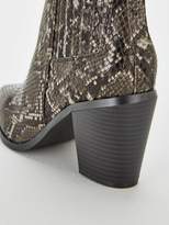 Thumbnail for your product : Very Rogue Western Block Heel Point Calf Boots - Snake Print