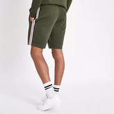 Thumbnail for your product : River Island Dark green tape shorts