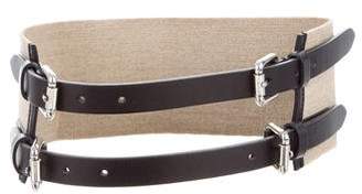 Giambattista Valli Leather-Trimmed Waist Belt