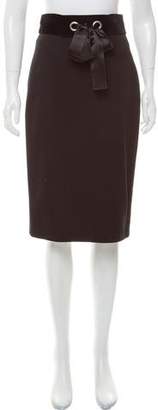 Alexander McQueen Velvet-Accented Knee-Length Skirt