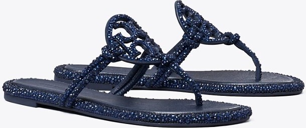 Suede Blue Miller Sandals Buy Tory Burch Blue Miller Knotted Pavé
