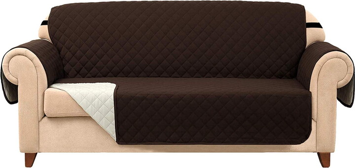 subrtex Quilted Reversible Sofa Couch Slipcover Anti-Slip Furniture Protector Sofa Covers for Pets and Kids with Elastic Straps