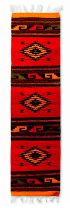 Novica Three Diamonds Red with Multicolor Geometric Pattern 100% Wool Natural Dye Handmade Zapotec Decor Accent Runner Area Rug (1.5x5)