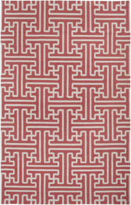 Dakota Fields Berkley Geometric Handwoven Wool Red/Ivory Area Rug