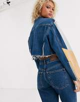 Thumbnail for your product : Levi's crop denim trucker jacket in blue