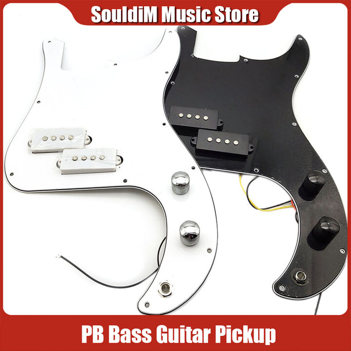 SoulDiM Black White P Bass Prewired Loaded Pickguard Pickup for Precision Bass Guitar 3 Ply PB Pickups Electric Guitar Parts
