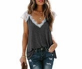 Thumbnail for your product : Trieskull Women's V Neck Lace Trim Tank Tops Casual Loose Sleeveless Blouse Shirts (Dark Gray 3XL)