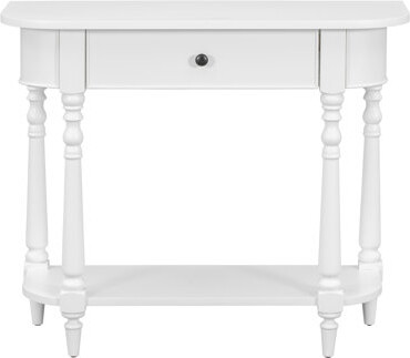 Ophelia & Co. Narrow Console Table With Curved Corner Retro Entryway Table With Top Drawer And Open Shelf Sofa Table Console Tables For Entryway Hallway And Livi