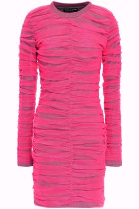 House of Holland Layered Ruched Neon Tulle And Jersey Mini Dress