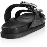 Thumbnail for your product : Schutz Ariel Crystal-Embellished Snakeskin-Embossed Leather Slides
