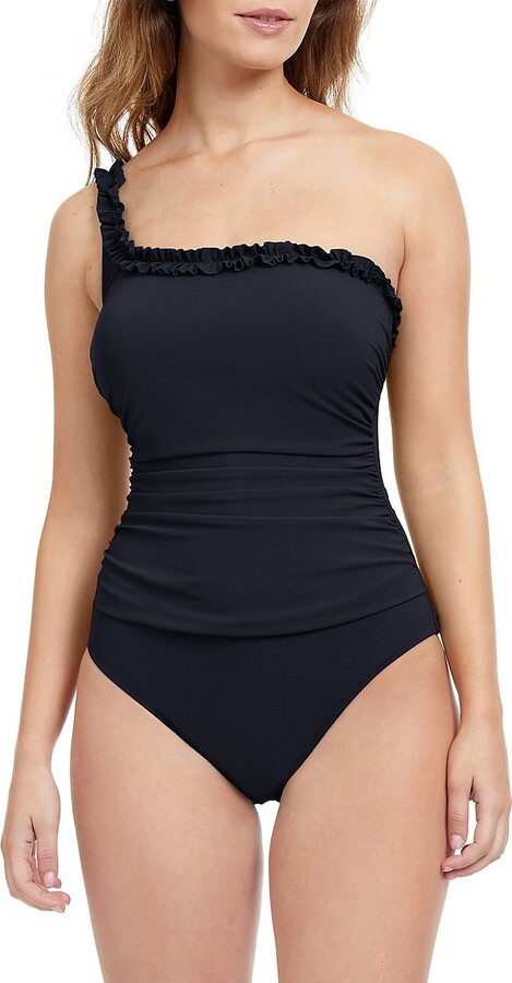 One Piece Ruffle Ruched Swimsuit