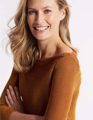 Marks and Spencer Cotton Rich Textured Scoop Neck Jumper