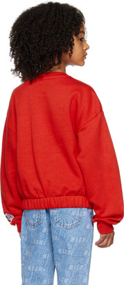 Msgm Kids Kids Red Embroidered Sweatshirt