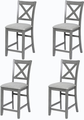 Hokku Designs Gray Dining Chairs For Kitchen Or Living Room, Of 4, Upholstered With Linen, Comfortable Sitting, Stable Structure, Easy To Install Any Solid Wood Fra