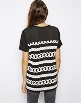 Thumbnail for your product : ASOS Tunic with Striped Rope Print and Mesh Panels