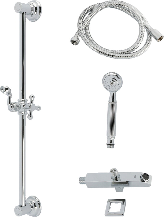 Kingston Brass KCK3421W1 Made to Match Shower System with Slide/Grab Bar and Hand Shower, Polished Chrome