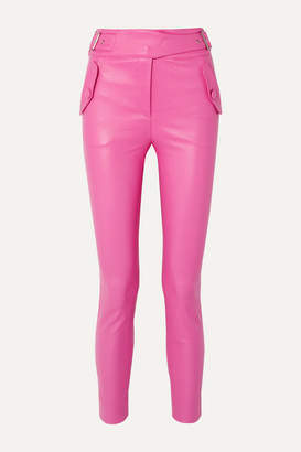 Veronica Beard Jania Leather Skinny Pants - Pink