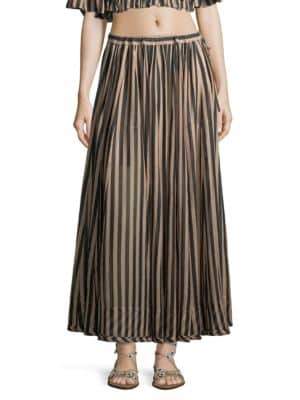 Zimmermann Jaya Striped Cotton Maxi Skirt