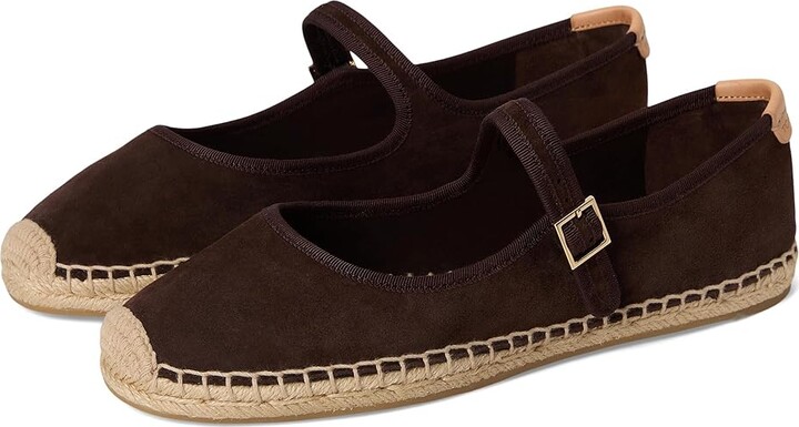 Tory Burch Mary Jane Espadrille Women's Flat Shoes Dark Cocoa/Dark Cocoa/Natural : 11 M, Leather