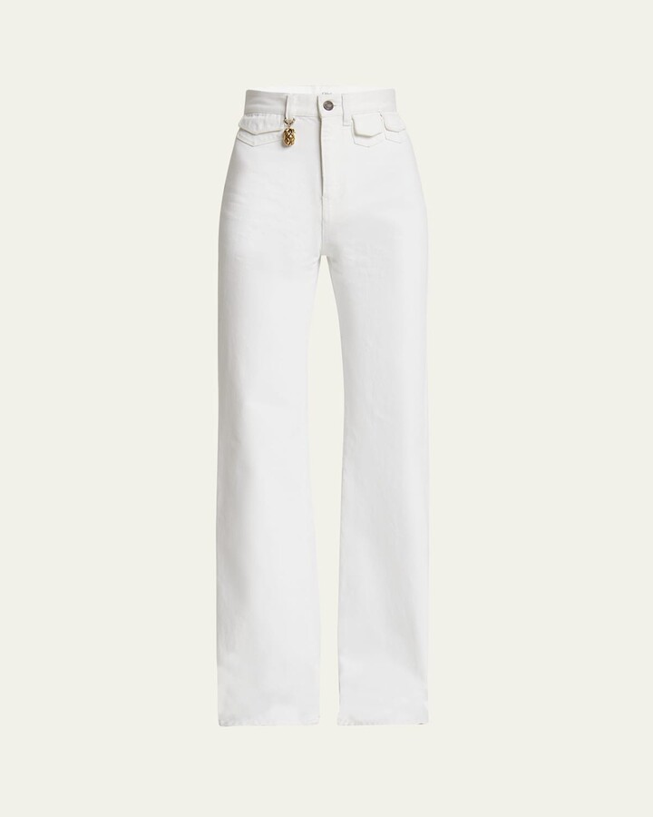 Chloé High Rise Flared Jeans, White
