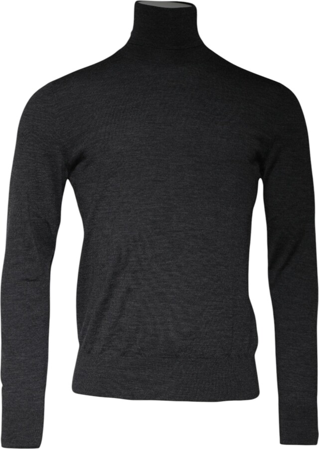 Dolce & Gabbana Gray Wool Knit Turtleneck Pullover Men's Sweater