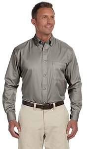 Harriton M500 - Men's Easy BlendTM Long-Sleeve Twill Shirt with Stain-Release