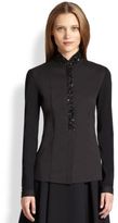 Thumbnail for your product : Akris Punto Beaded Jersey-Sleeve Blouse