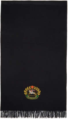 Burberry Black Large Cashmere Crest Logo Scarf