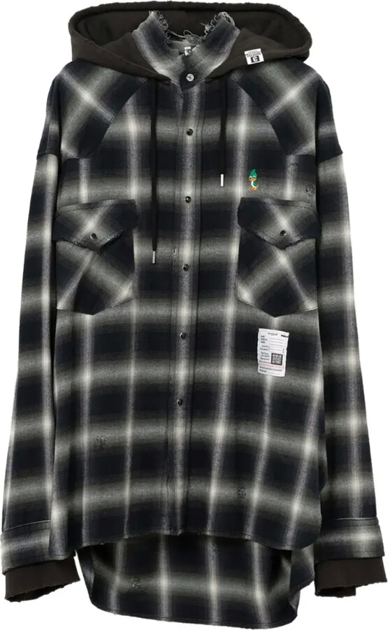 Maison Mihara Yasuhiro Hooded Checked Shirt