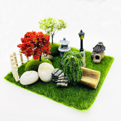 26 PCS Outdoor Fairy Garden Miniatures Mini Zen Garden Accessories, Artificial Grass, Model Trees, Terrarium Ornaments, Dollhouse Supplies, Bonsai Dec