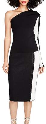 Rachel Roy Stripe Front Button Skirt