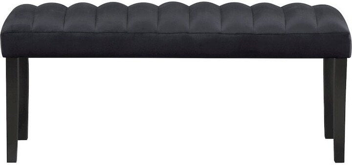 Global Furniture USA Fabric Rubberwood Channeled Bench, Black