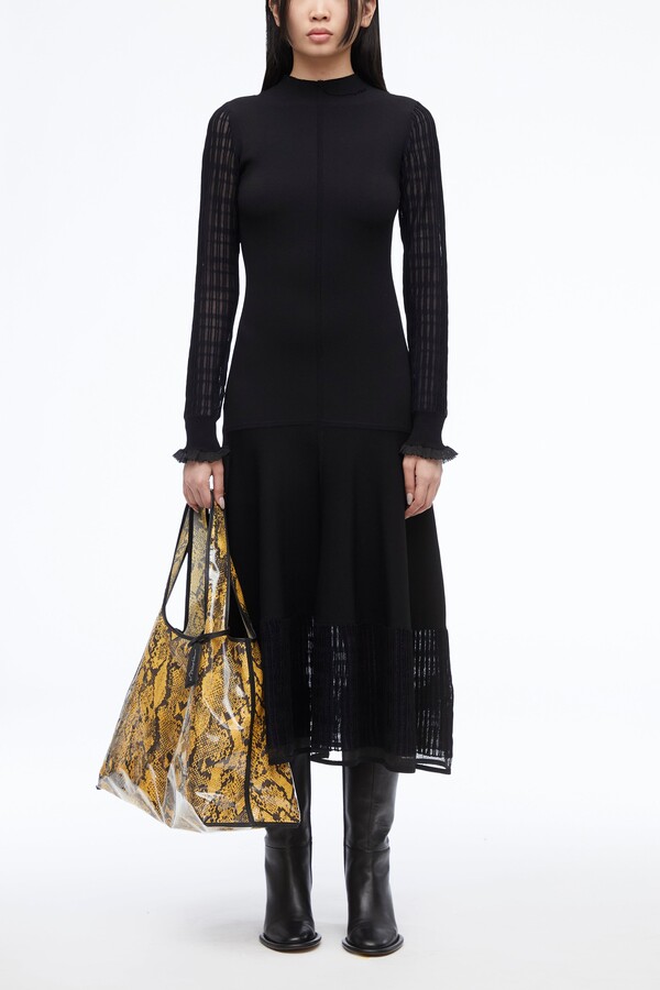 Micro Rib Ottoman Midi Dress in BLACK-MIDNIGHT