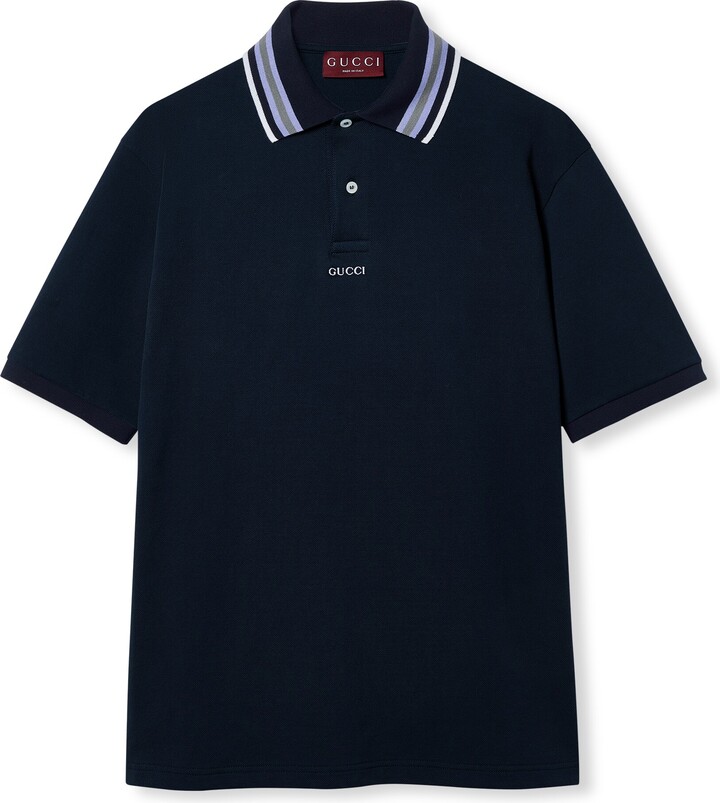 Gucci X Pablo Delcielo Cotton-blend Polo Shirt - Dark Navy - ShopStyle