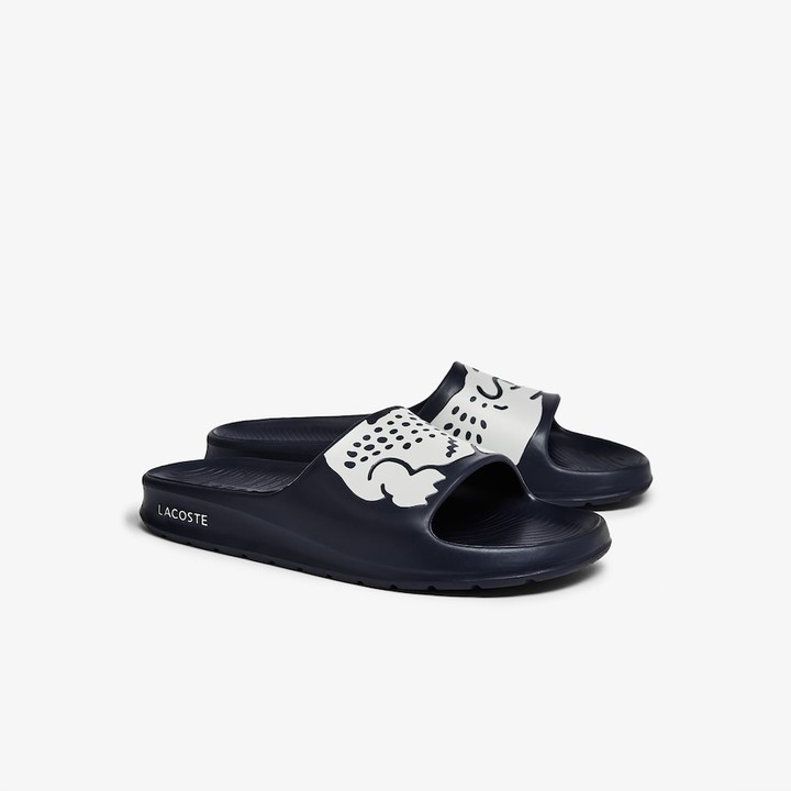 lacoste croco sliders white with gold croc
