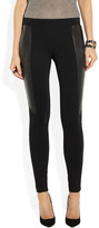 Thumbnail for your product : DKNY Leather-paneled stretch-jersey leggings