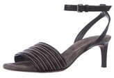 Thumbnail for your product : Brunello Cucinelli Leather Beaded Accents Sandals Black