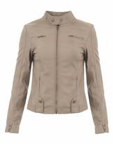 Thumbnail for your product : Missy Empire Olivia Beige Zip Up Biker Jacket