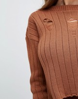 Thumbnail for your product : Missguided Distressed Cropped Sweater