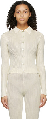 Calle Del Mar Off-White Ribbed Cardigan