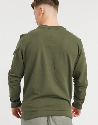 tommy hilfiger lounge hoodie in olive with logo