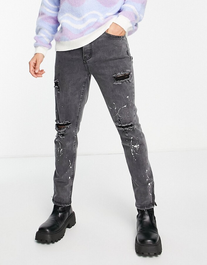 Spray Paint Relaxed Fit Rigid Jean With Paint Splatter Liquor N