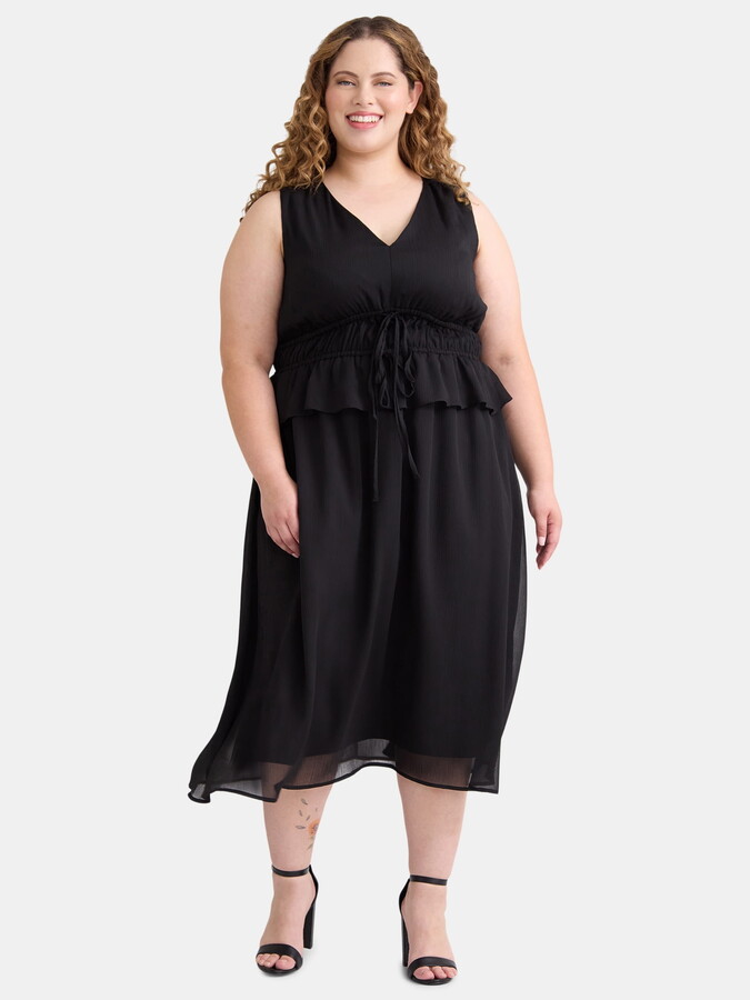 Terra & Sky Women’s Plus Peplum Midi Dress, Sizes 0X-4X