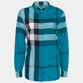 Thumbnail for your product : Burberry Blue Exploded Check Cotton Concealed Button Shirt L